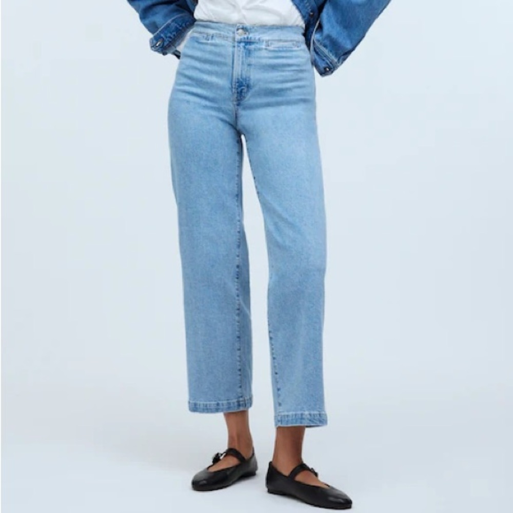 Madewell The Emmett Wide-Leg Crop High Rise Jean Welt Pocket Kieran Wash Size 29
